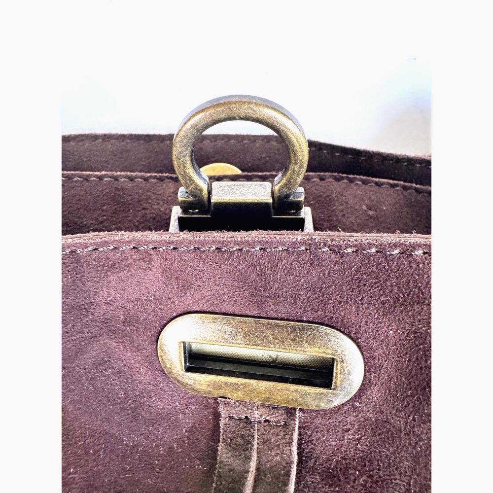 Harbour 2Nd Crossbody Chocolate Brown Suede Leather Brass Tone Studded Hobo Bag - Picture 13 of 16